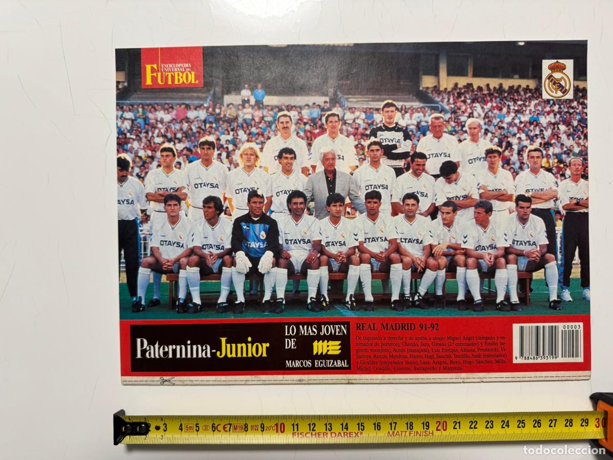 Collezionismo sportivo: P&Oacute;STER Real Madrid 1991-92 &ndash; Contraportada Enciclopedia Universal del F&uacute;tbol n&ordm; 3 (SOLO P&Oacute;STER)