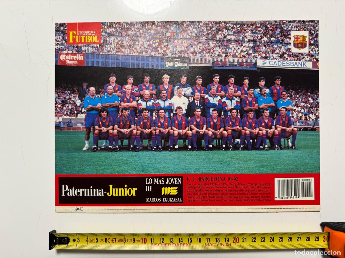 Coleccionismo deportivo: P&Oacute;STER F&uacute;tbol Club Barcelona 1991-92 &ndash; Contraportada Enciclopedia Universal del F&uacute;tbol n&ordm; 2 (SOLO P&Oacute;