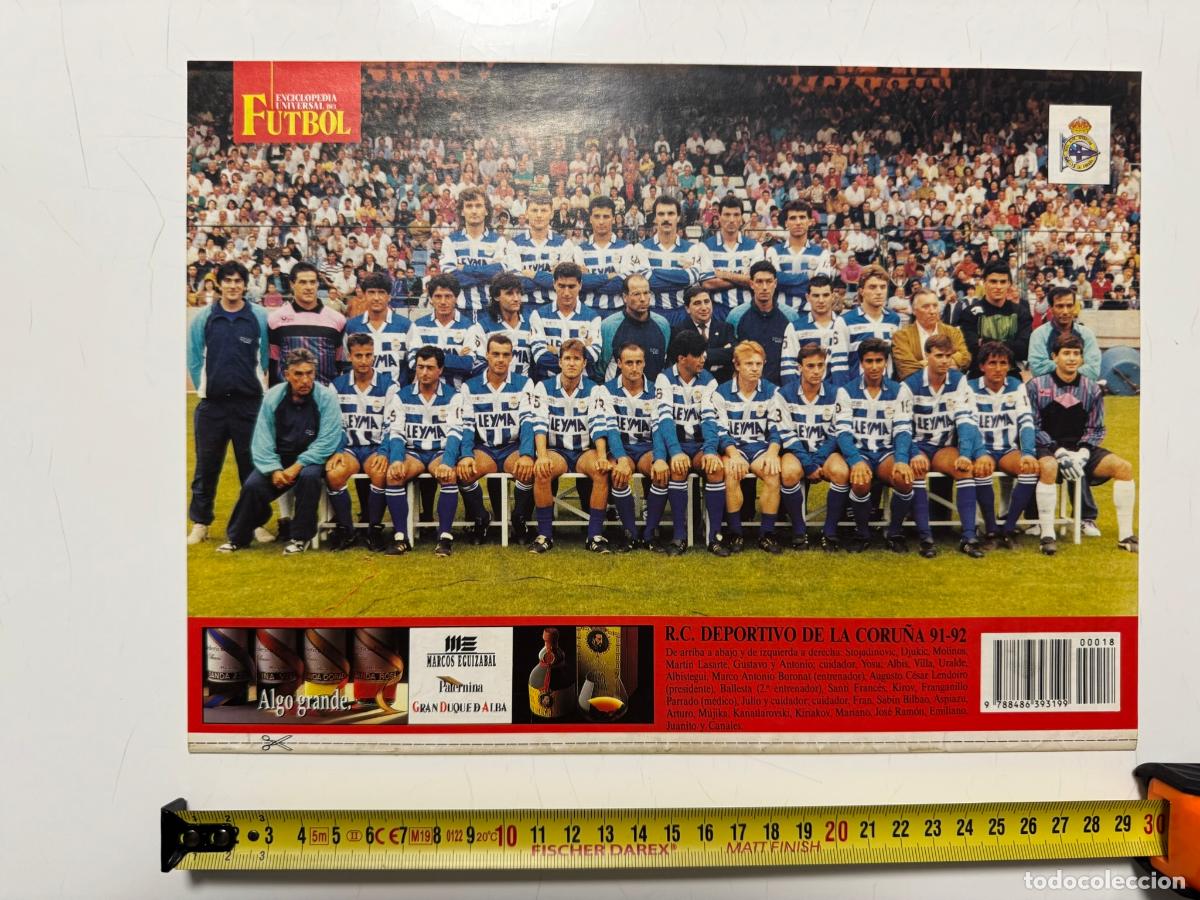Collezionismo sportivo: P&Oacute;STER R.C. Deportivo de La Coru&ntilde;a 1991-92 &ndash; Contraportada Enciclopedia Universal del F&uacute;tbol n&ordm; 18 (