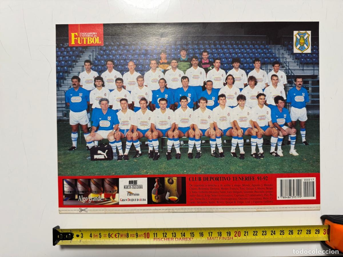Collezionismo sportivo: P&Oacute;STER Club Deportivo Tenerife 1991-92 &ndash; Contraportada Enciclopedia Universal del F&uacute;tbol n&ordm; 17 (SOLO