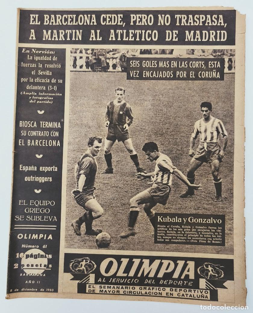 Coleccionismo deportivo: Kubala y Gonzalvo. Peri&oacute;dico Olimpia. 1953.