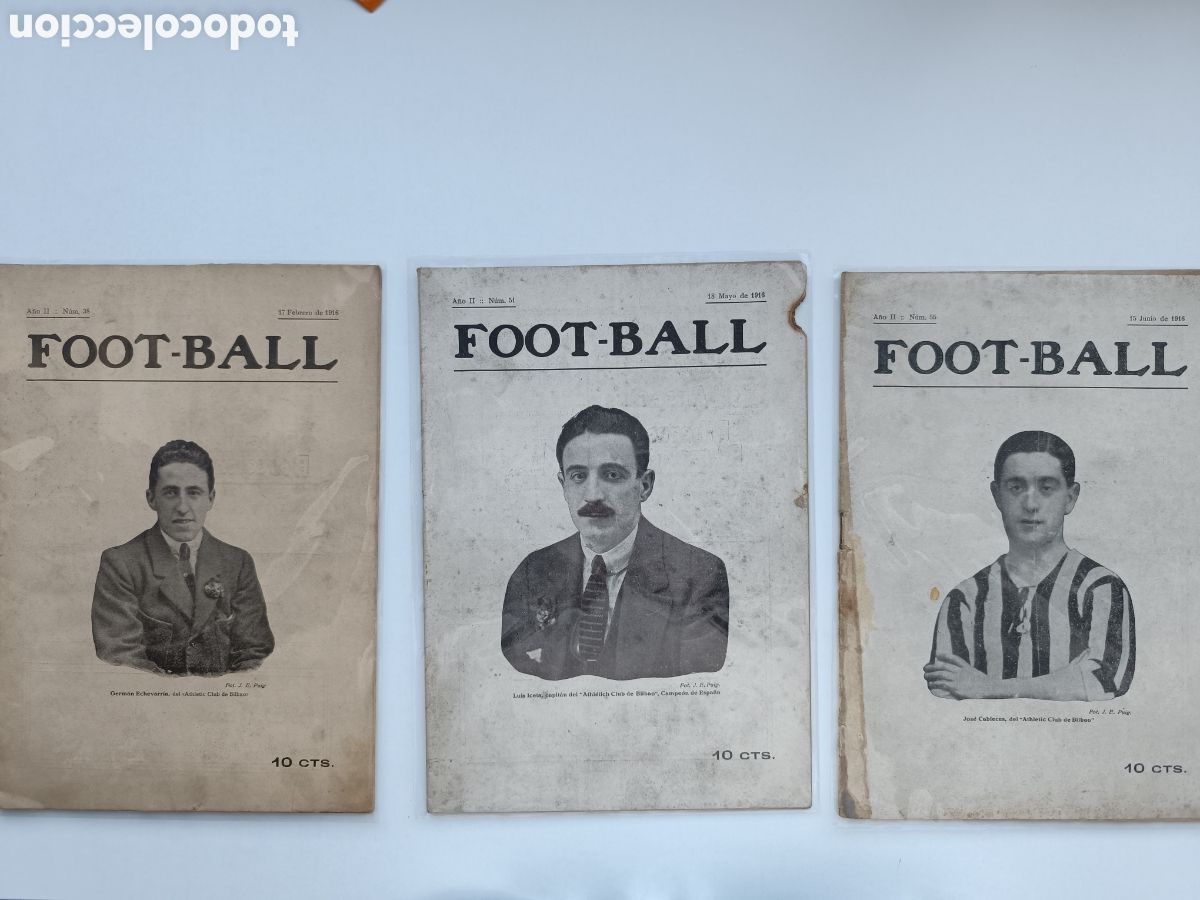 Coleccionismo deportivo: Revista Foot-Ball con un jugador del Athletic de Bilbao en cada portada