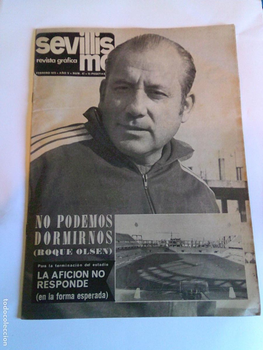 Coleccionismo deportivo: Revista Grafica Sevillismo Mayo 1975 N&ordm; 45 Roque olsen