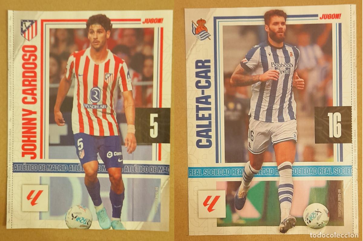 Coleccionismo deportivo: MINI P&Oacute;STER (HOJA REVISTA) JOHNNY CARDOSO, ATLETICO MADRID - CALETA-CAR, REAL SOCIEDAD. 2025-26