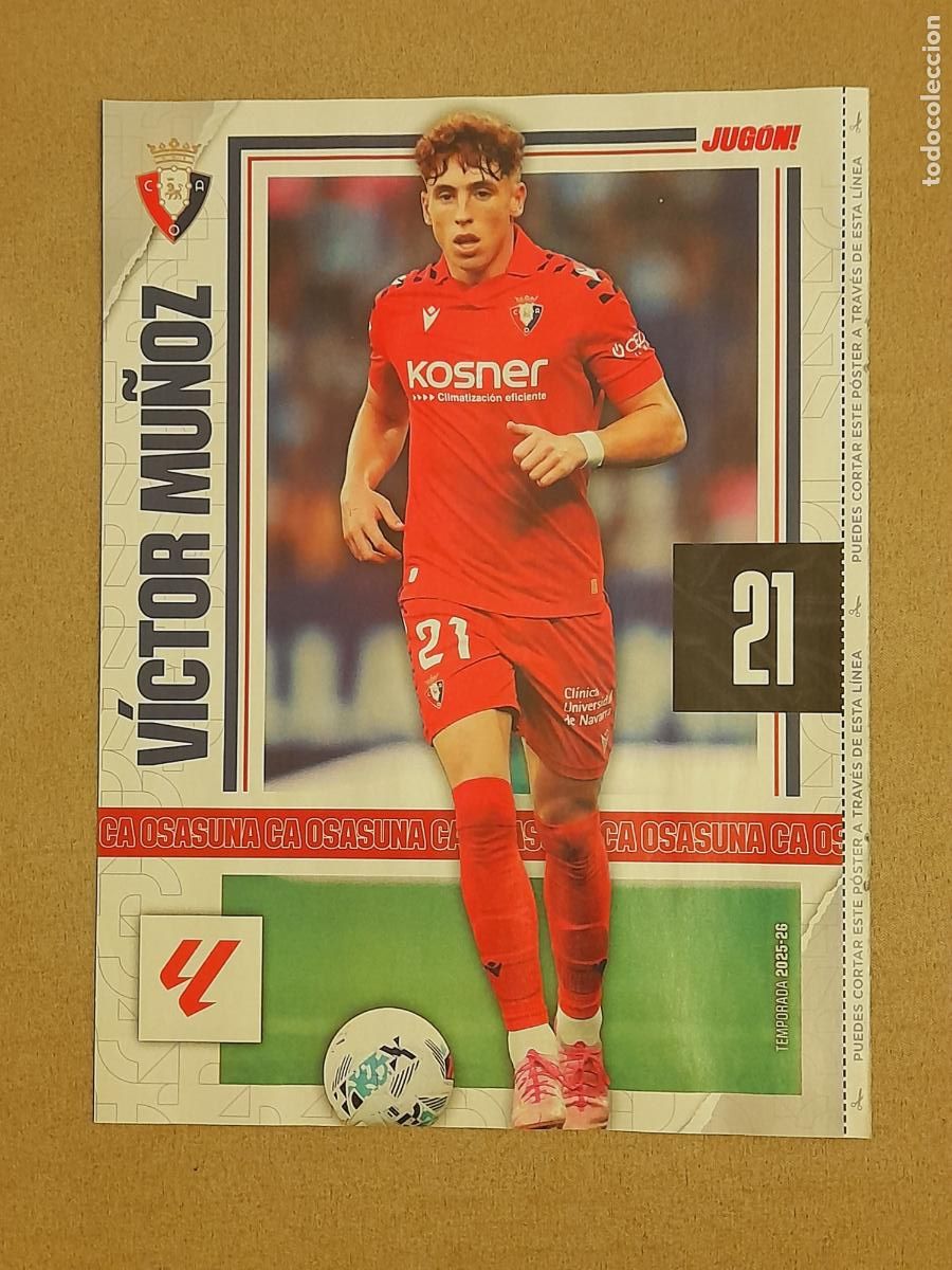Coleccionismo deportivo: MINI P&Oacute;STER (HOJA REVISTA) VICTOR MU&Ntilde;OZ - C. AT. OSASUNA. TEMPORADA 2025-26