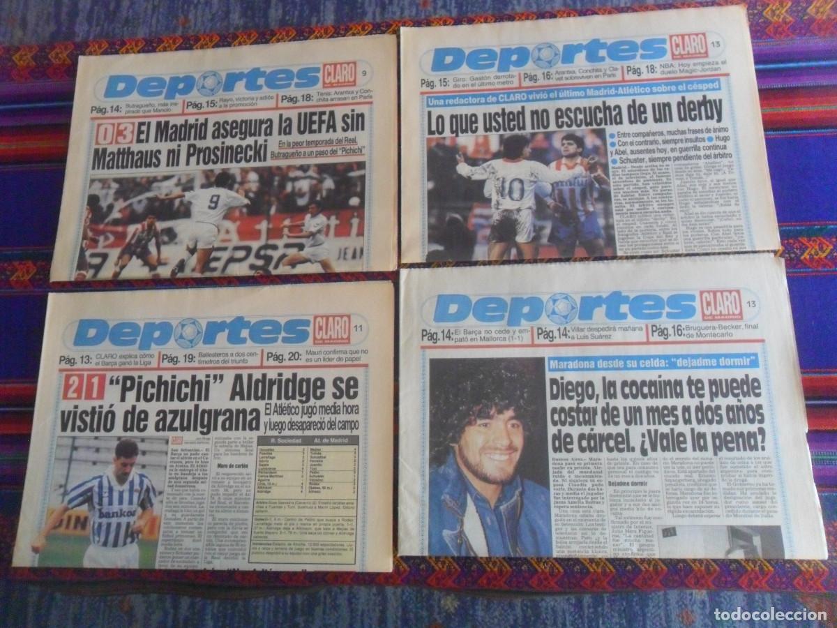 Coleccionismo deportivo: 4 SUPLEMENTO DEPORTES CLARO MADRID 1991 PRIMERA NOCHE DE MARADONA EN C&Aacute;RCEL Y EXTRA VUELTA CICLISTA.
