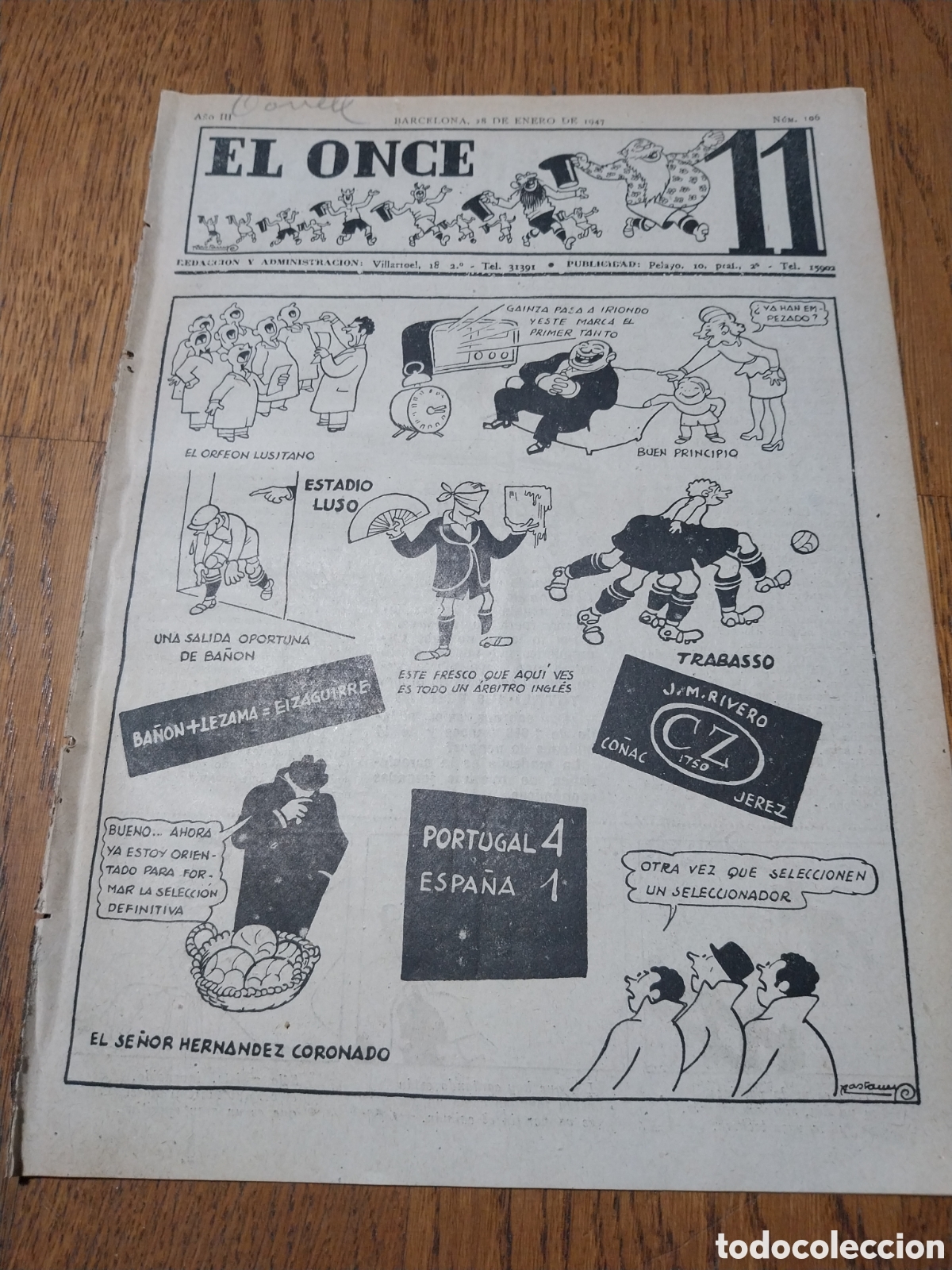 Coleccionismo deportivo: EL ONCE 1947 PORTUGAL 4 ESPA&Ntilde;A1 . EL VALENCIA REACCIONA. LIGA CATALANA