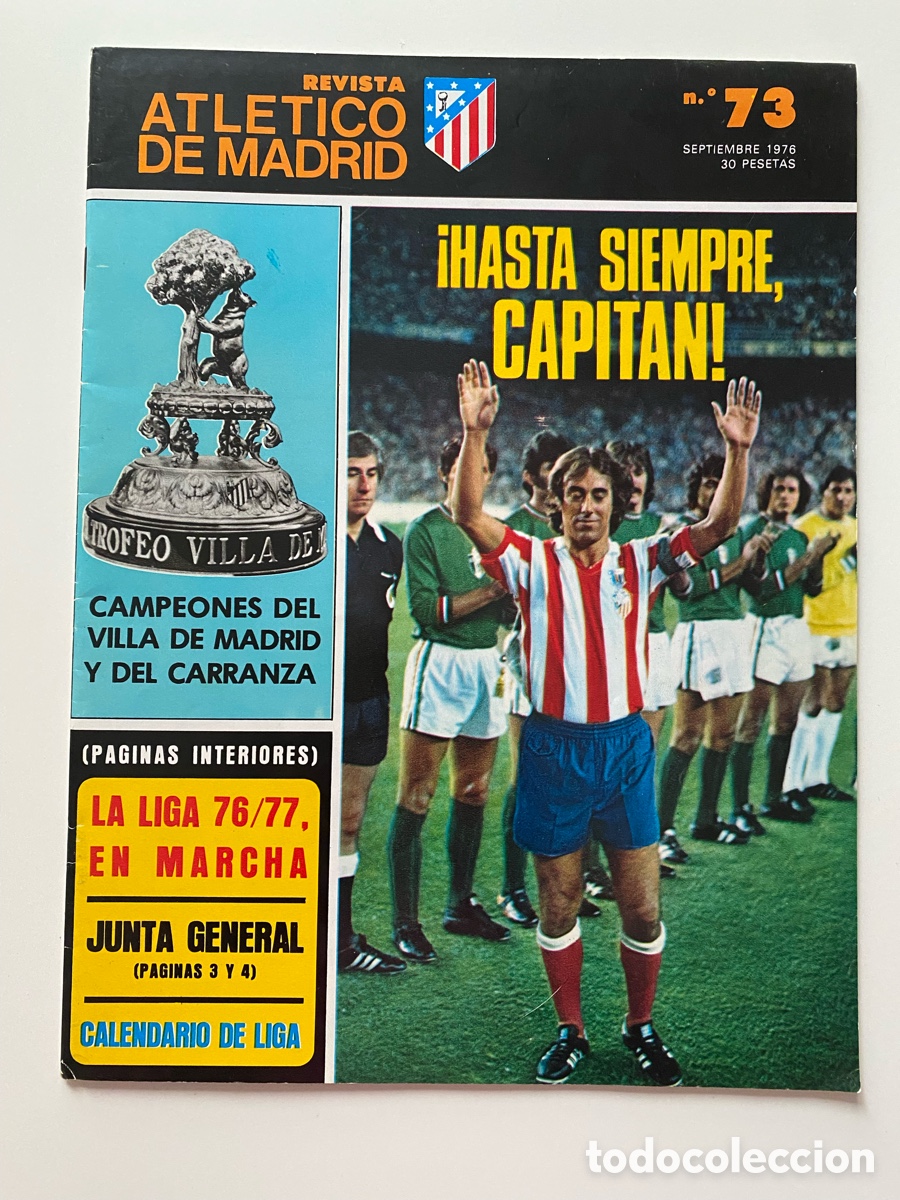 Sports collectibles: Revista Oficial Atl&eacute;tico de Madrid. N.&ordm; 73. Septiembre 1976. Homenaje Adelardo