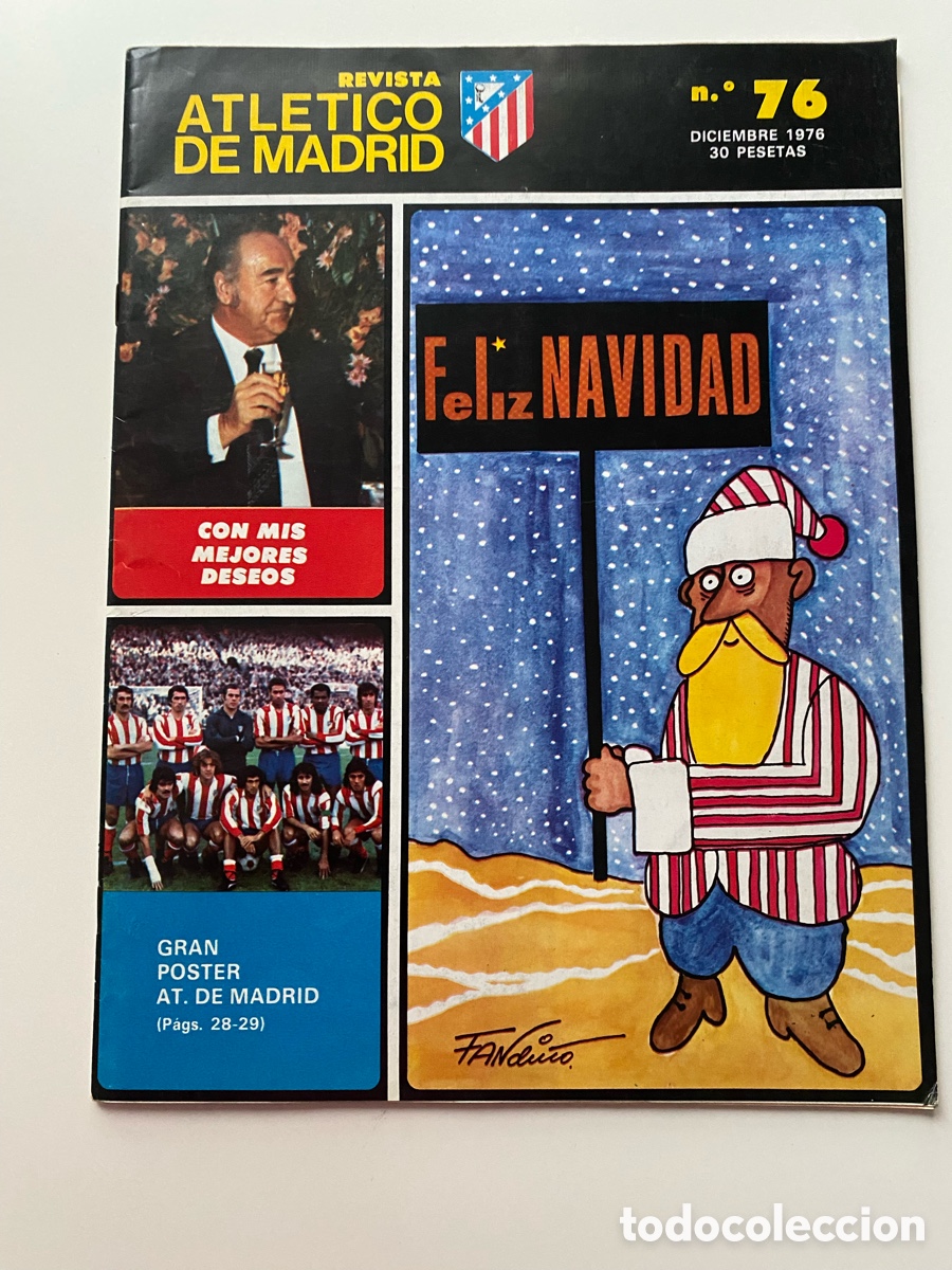 Coleccionismo deportivo: Revista Oficial Atl&eacute;tico de Madrid. N.&ordm; 76. Diciembre 1976. Especial Navidad con P&oacute;ster