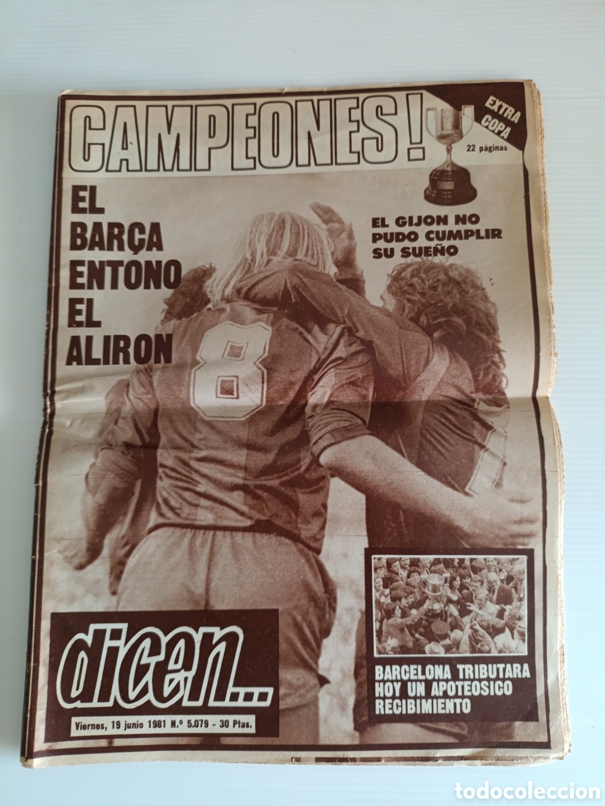 Coleccionismo deportivo: Diario Dicen Campe&oacute;n de Copa Bar&ccedil;a 1981