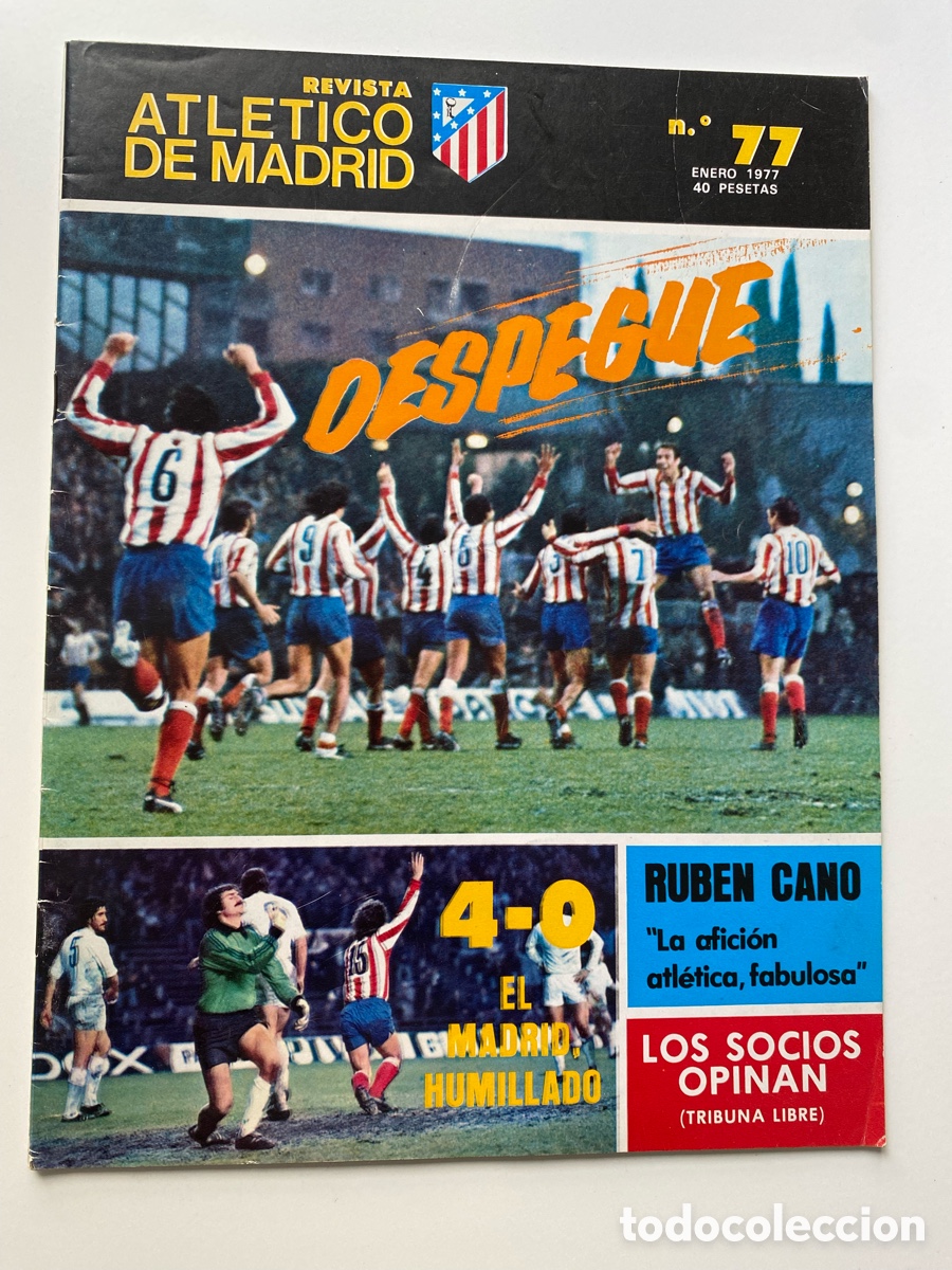 Coleccionismo deportivo: Revista Oficial Atl&eacute;tico de Madrid. N.&ordm; 77. Enero 1977. Especial Delantera y Derbi.