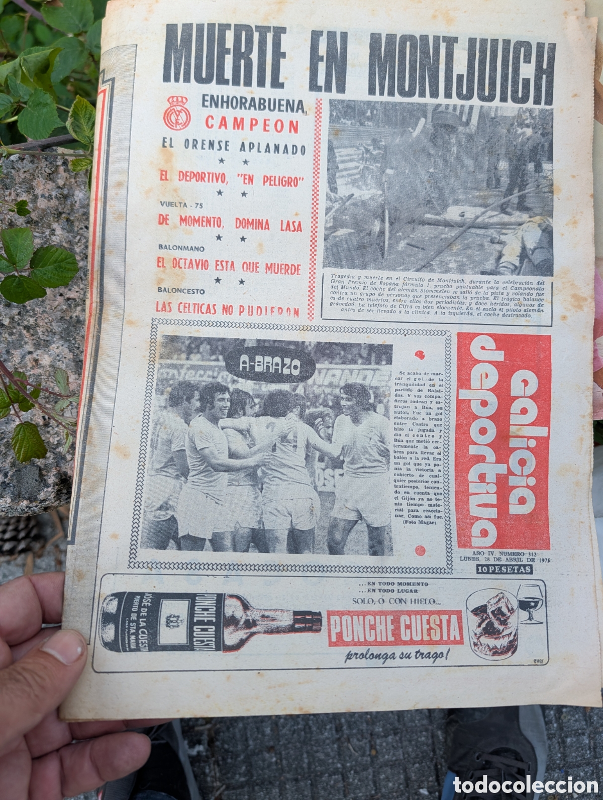 Coleccionismo deportivo: Galicia Deportiva 1975: Tragedia F1 Montjuich + Celta de Vigo + Publicidad Antigua Cividanes