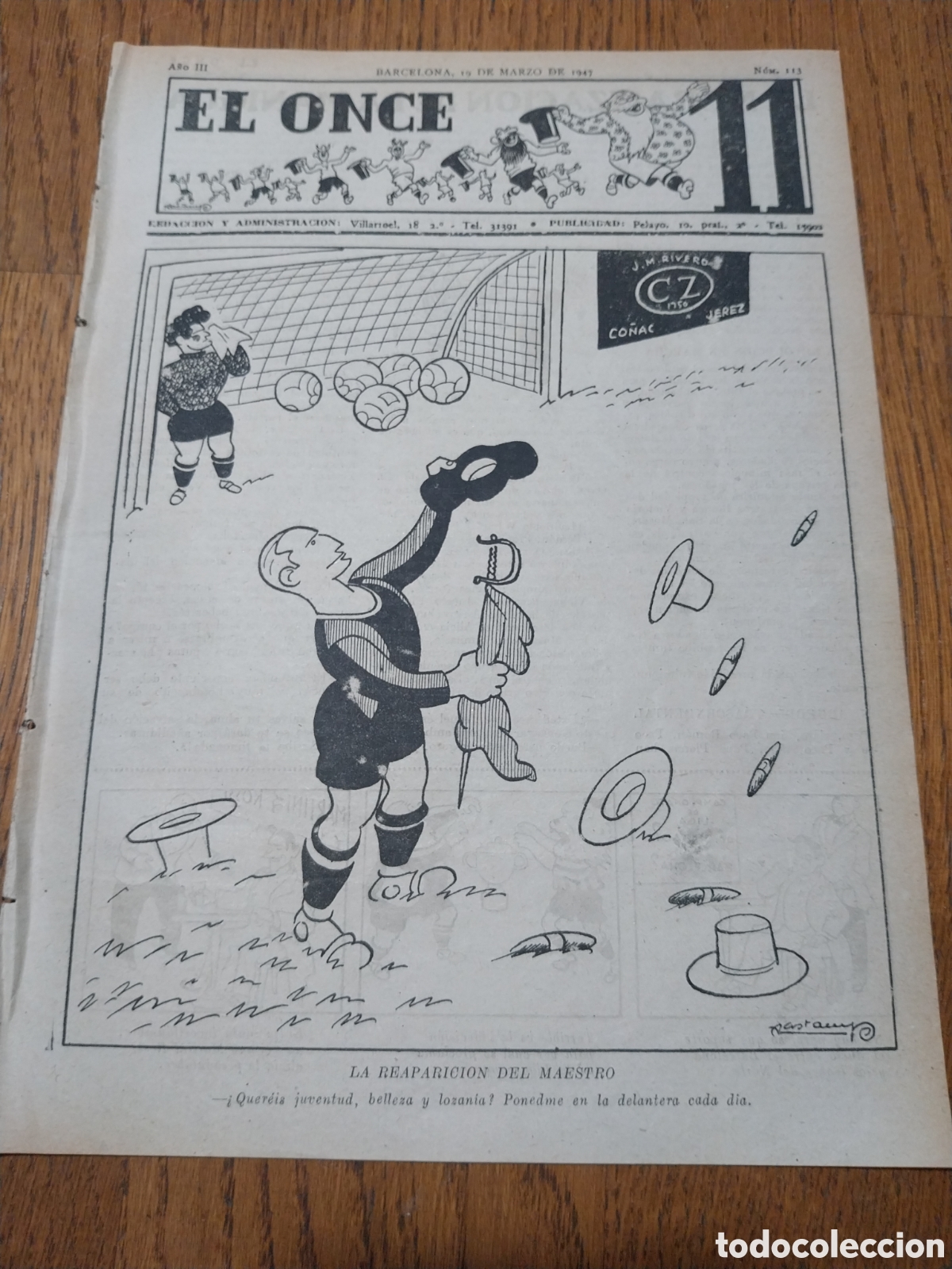 Sports collectibles: EL ONCE 1947 BARCELONA 5 ESPA&Ntilde;OL 0. EL MAESTRO ESCOLA REAPARECE CON 4 GOLES. PORTADA DE CASTANYS