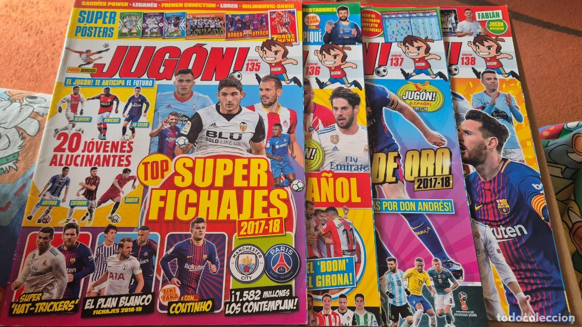 Sports collectibles: LOTE 4 REVISTAS JUGON N&ordm; 135, 136, 137, 138. SOLO REVISTA A&Ntilde;O 2017 CON LOS POSTERS