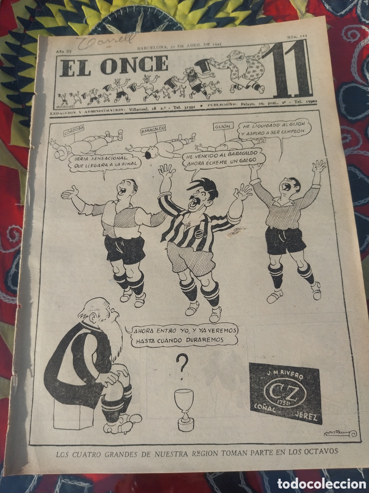 Coleccionismo deportivo: EL ONCE 1947 COPA OCTAVOS