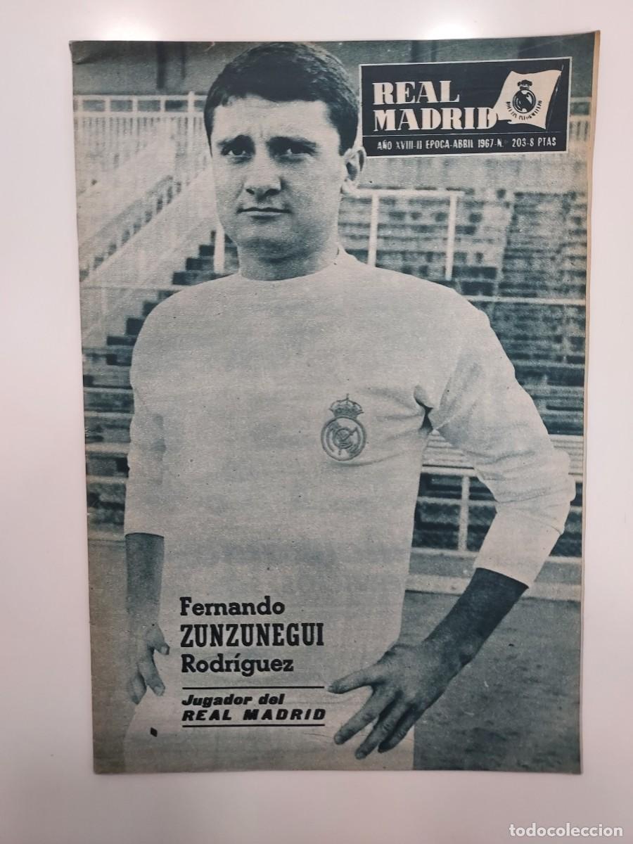 Coleccionismo deportivo: REVISTA REAL MADRID 1967 203. ZUNZUNEGUI. PARTIDOS BARCELONA BILBAO HERCULES. COPA EUROPA PROPIEDAD.