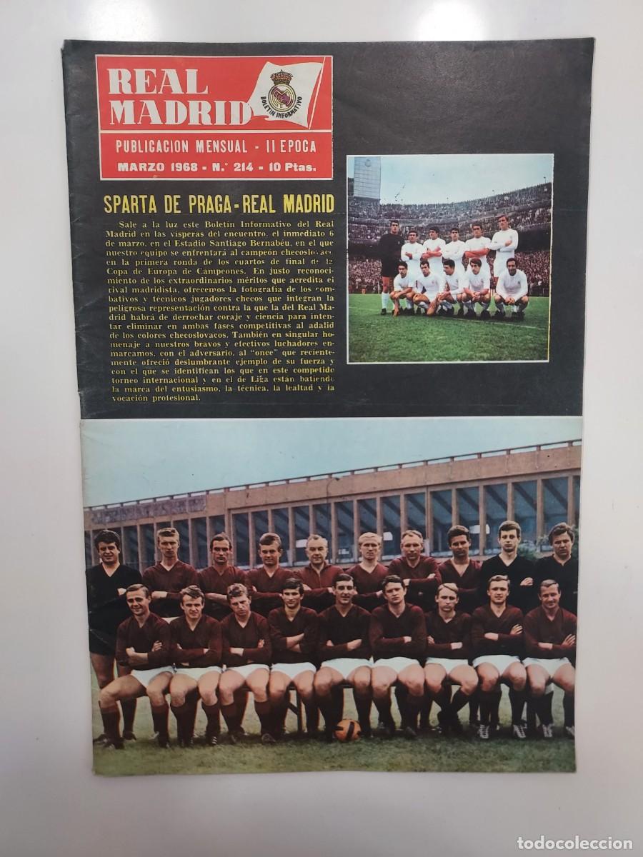 Coleccionismo deportivo: REVISTA REAL MADRID 1968 214. SPARTA PRAGA. PARTIDOS ZARAGOZA BILBAO ATLETICO VALENCIA. BARBEITOS