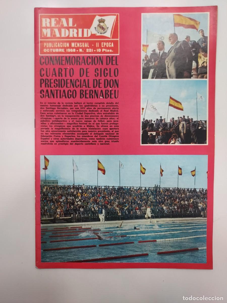 Coleccionismo deportivo: REVISTA REAL MADRID 1968 221. HOMENAJE SANTIAGO BERNABEU 25 A&Ntilde;OS PRESIDENTE. COPA EUROPA LIMASSOL