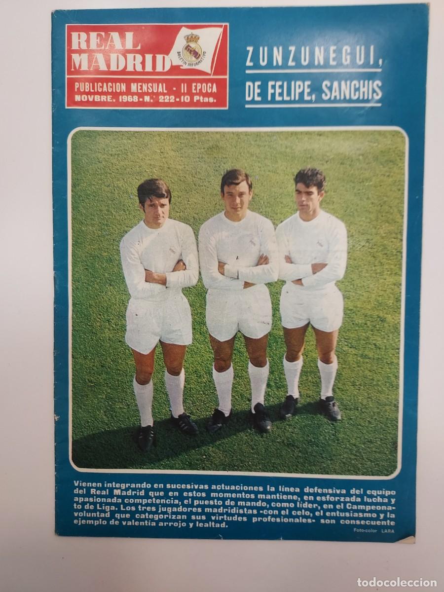 Coleccionismo deportivo: REVISTA REAL MADRID 1968 222. ZUNZUNEGUI DE FELIPE SANCHIS. MU&Ntilde;AGORRI. PARTIDOS CORDOBA SABADELL