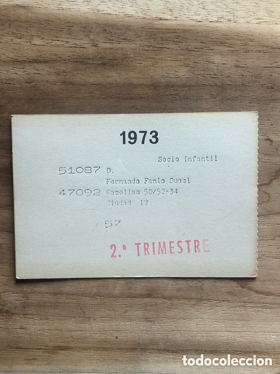 Coleccionismo deportivo: Ficha socio BAR&Ccedil;A 1973 - Foto 2