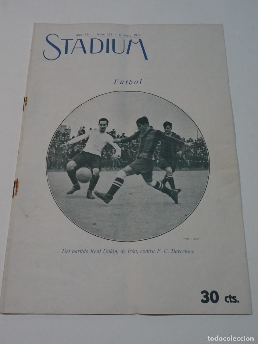 Coleccionismo deportivo: STADIUM A&Ntilde;O VIII N.253 ABRIL 1918 F&Uacute;TBOL REAL UNI&Oacute;N - FC BARCELONA / CONCURSO LAWN-TENNIS