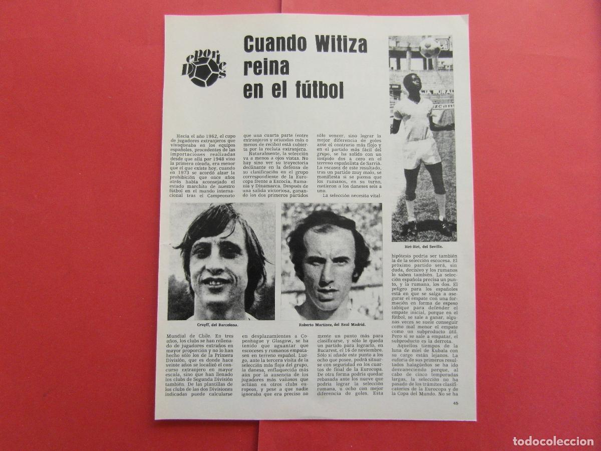 Collezionismo sportivo: RECORTE 1975 - REF: ARTTREN02 - WITIZA CRUIFF ROBERTO MARTINEZ FORMACION ATLETICO DE MADRID
