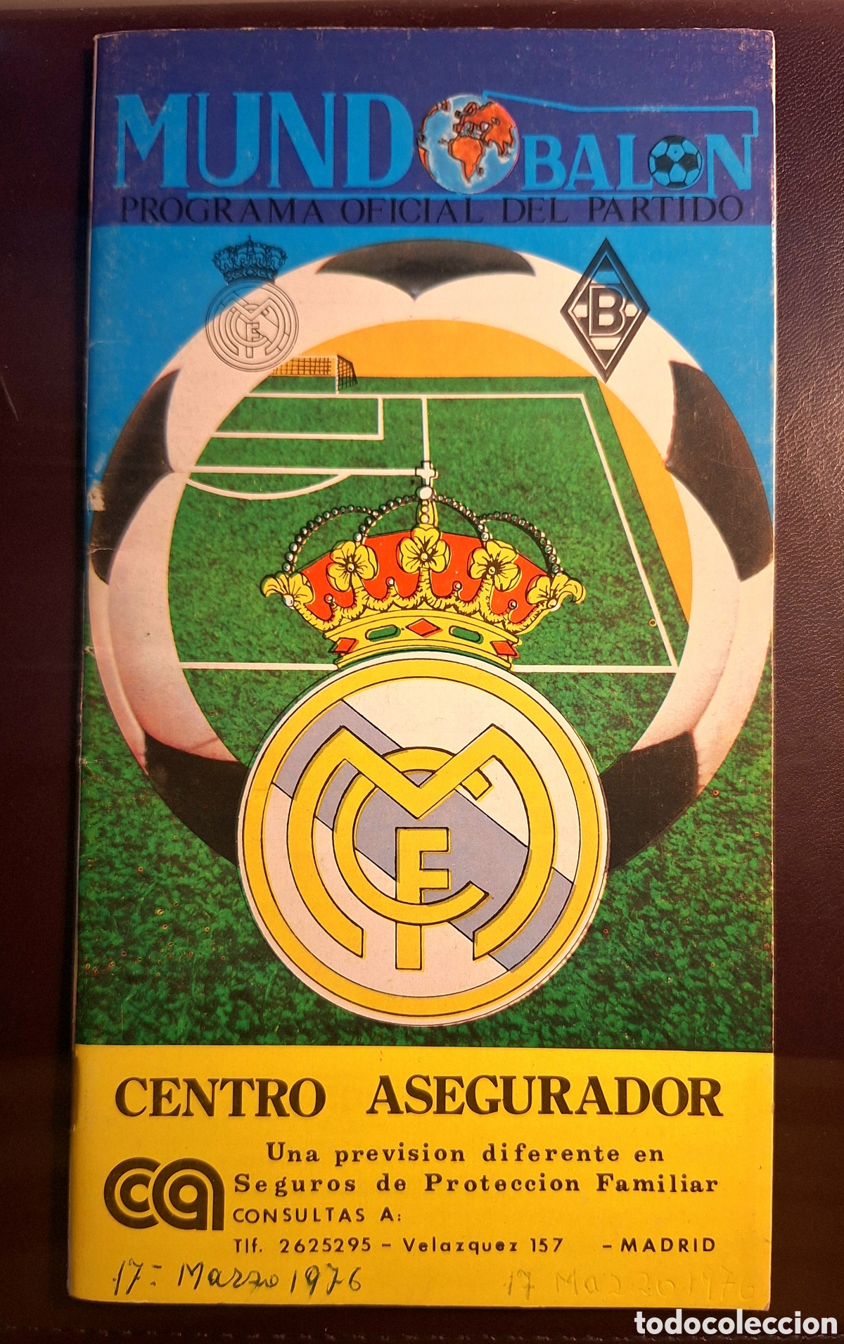 Coleccionismo deportivo: Programa Real Madrid Borussia Copa de Europa 1976