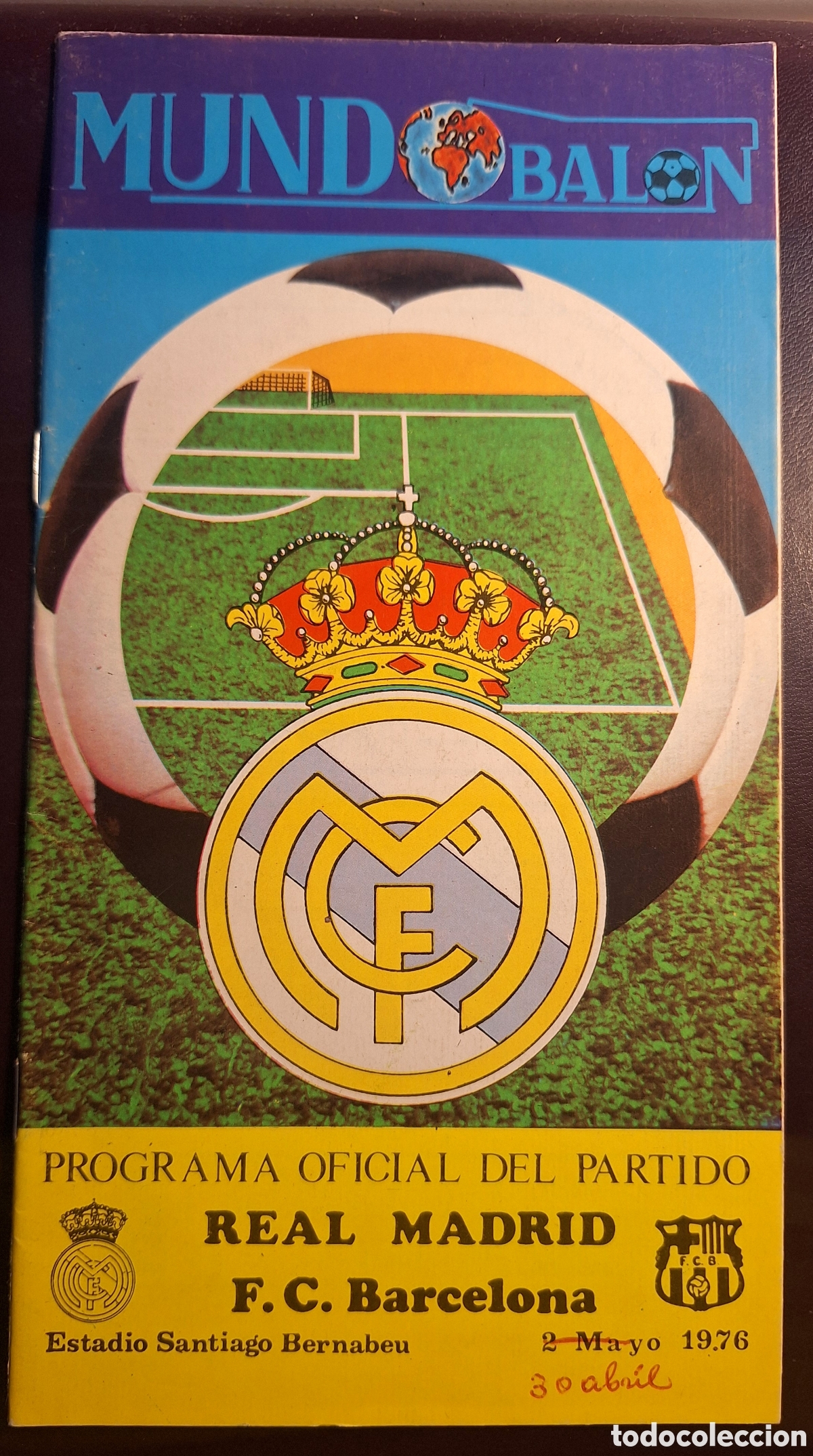 Coleccionismo deportivo: Programa Real Madrid Barcelona 1976