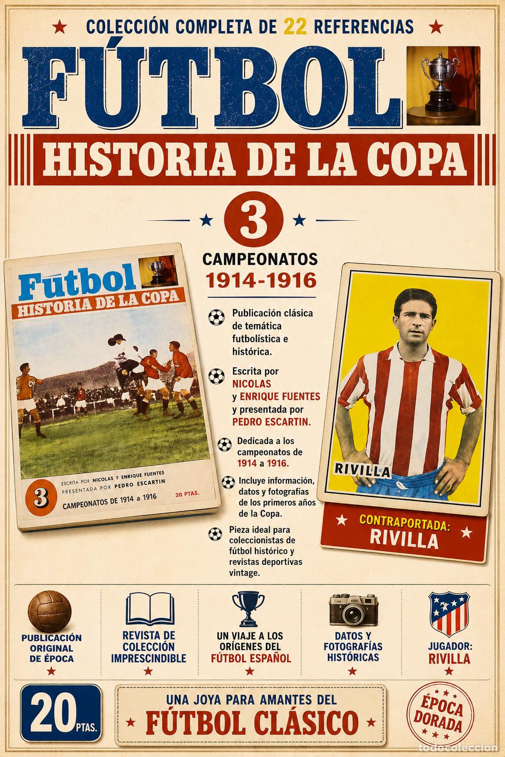 Coleccionismo deportivo: F&Uacute;TBOL HISTORIA DE LA COPA 3 | CAMPEONATOS 1914-1916 | CONTRAPORTADA RIVILLA