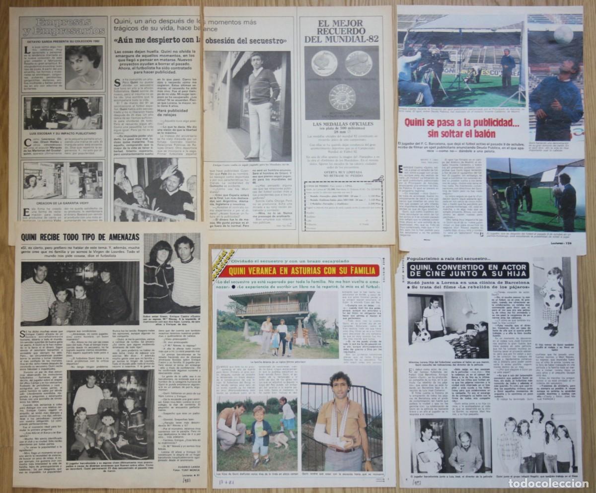 Coleccionismo deportivo: QUINI lote de prensa 1980s fotos secuestro Sporting Gijon FC Barcelona futbol recortes