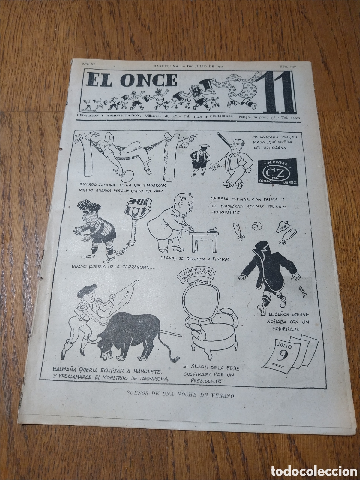 Coleccionismo deportivo: EL ONCE 1947 A FALTA DE FUTBOL BUENOS SON TOROS. DESDE REUS . REUS 4 TARRAGONA 1