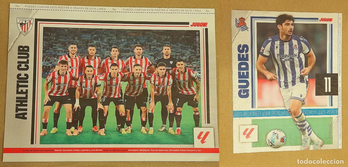 Coleccionismo deportivo: MINI P&Oacute;STER (HOJA REVISTA) ALINEACI&Oacute;N EQUIPO ATHLETIC BILBAO - GUEDES, REAL SOCIEDAD 2025-26