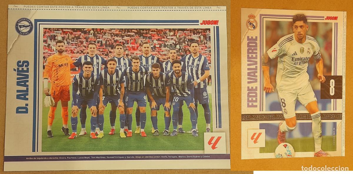 Sammelleidenschaft Sport: MINI P&Oacute;STER (HOJA REVISTA) ALINEACI&Oacute;N EQUIPO DEPORTIVO ALAV&Eacute;S - FEDE VALVERDE, REAL MADRID 2025-26