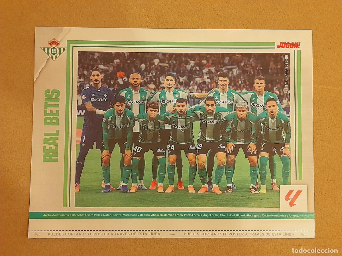 Sammelleidenschaft Sport: MINI P&Oacute;STER (HOJA REVISTA) ALINEACI&Oacute;N EQUIPO REAL BETIS 2025-26