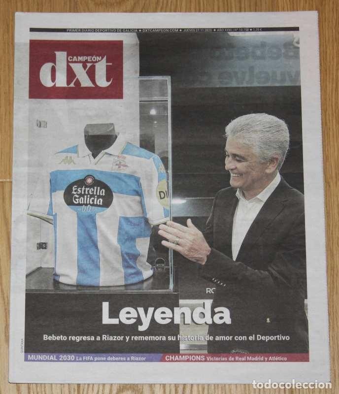 Coleccionismo deportivo: BEBETO Deportivo de La Coru&ntilde;a Diario DXT Campeon 27 Noviembre 2025 Futbol Periodico