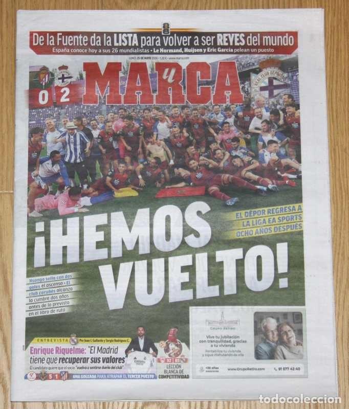 Coleccionismo deportivo: DEPORTIVO DE LA CORU&Ntilde;A ASCENSO A PRIMERA 25 Mayo 2026 Diario MARCA Edicion Galicia