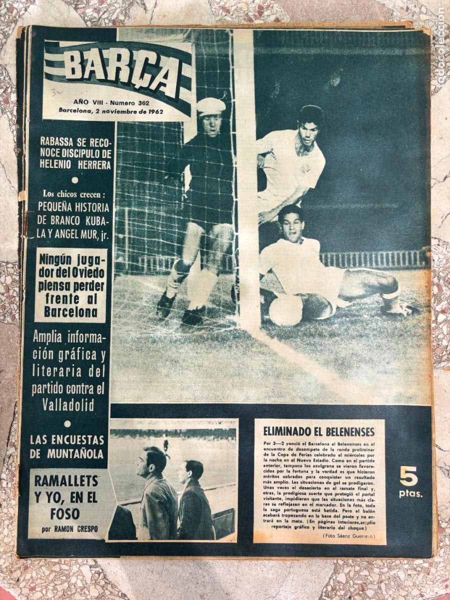Coleccionismo deportivo: BAR&Ccedil;A N&ordm; 362 A&Ntilde;O 1962. KUBALA Y ANGEL MUR. RABASSA. RAMALLETS.