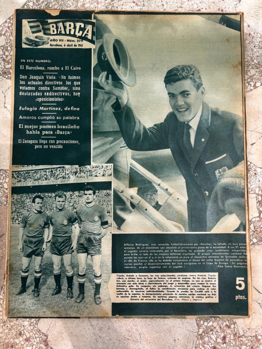Coleccionismo deportivo: BAR&Ccedil;A N&ordm; 279 A&Ntilde;O 1961. JOAQUIN VIOLA. EULOGIO MARTINEZ. ALFONSO RODRIGUEZ.