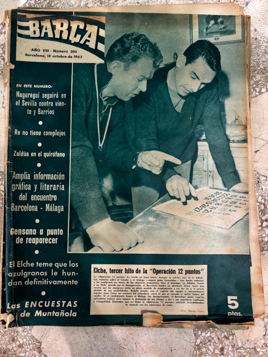 Coleccionismo deportivo: BAR&Ccedil;A N&ordm; 360 A&Ntilde;O 1962. MAUREGUI. ZALD&Uacute;A. GENSANA.