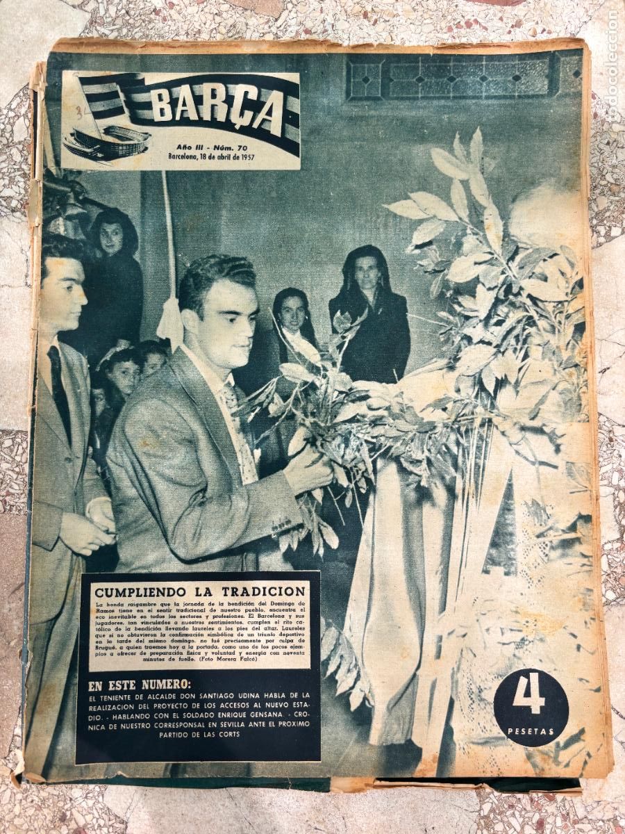 Coleccionismo deportivo: BAR&Ccedil;A N&ordm; 70 A&Ntilde;O 1957. ENTREVISTA SANTIAGO UDINA.