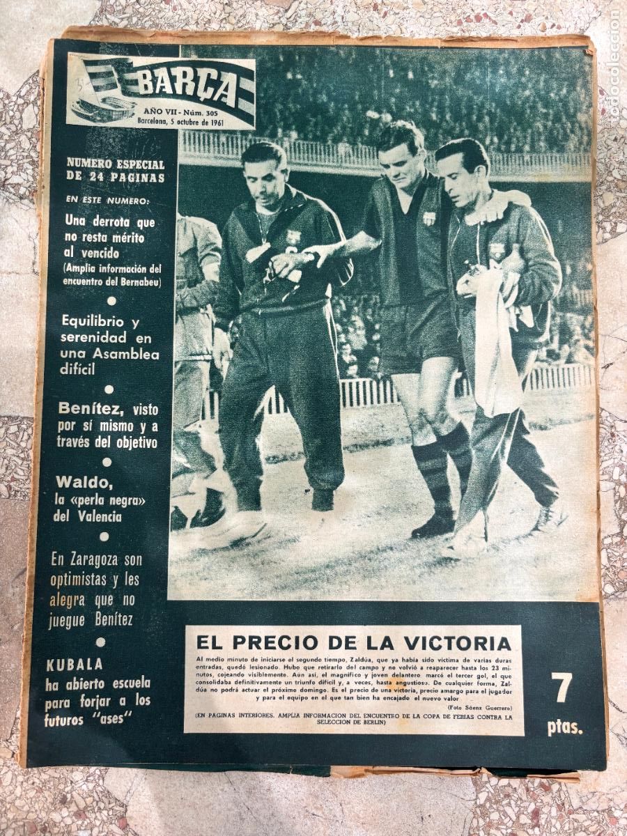 Coleccionismo deportivo: BAR&Ccedil;A N&ordm; 305 A&Ntilde;O 1961. WALDO. KUBALA.