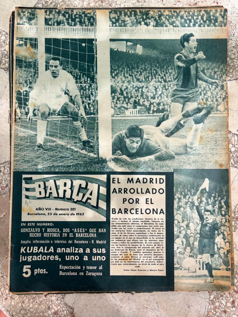 Coleccionismo deportivo: BAR&Ccedil;A N&ordm; 321 A&Ntilde;O 1962. GONZALVO Y BIOSCA. KUBALA.