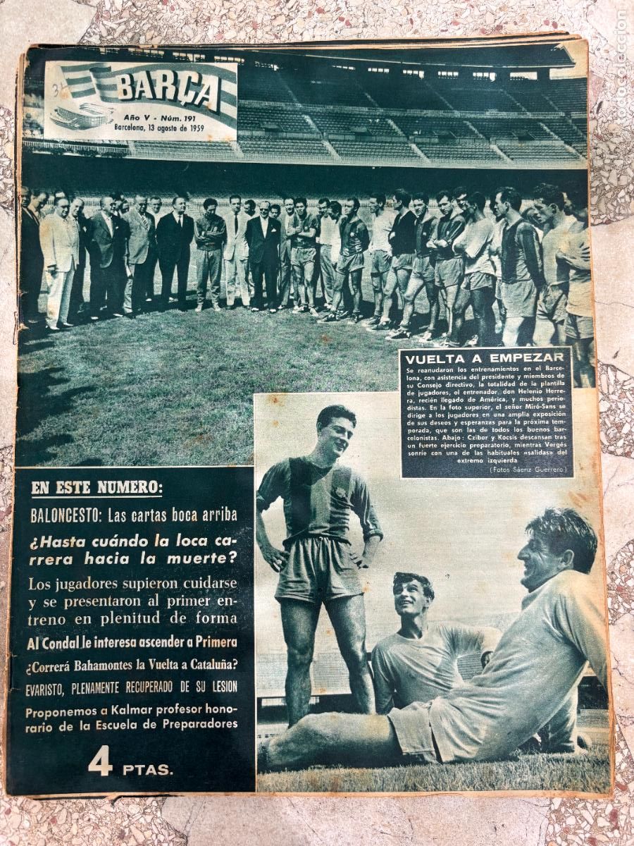 Coleccionismo deportivo: BAR&Ccedil;A N&ordm; 191 A&Ntilde;O 1959. EVARISTO RECUPERADO. CZIBOR Y KOCSIS. KALMAR.