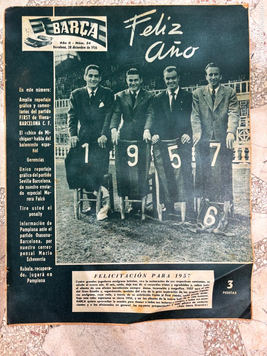 Collezionismo sportivo: BAR&Ccedil;A N&ordm; 54 A&Ntilde;O 1956. KUBALA RECUPERADO. CHICO MICHIGAN. MORERA FALC&Oacute;.