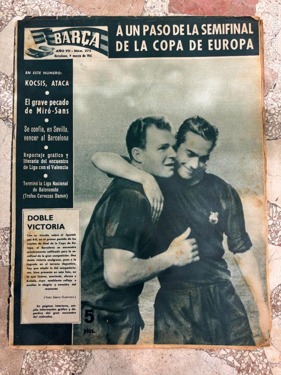 Coleccionismo deportivo: BAR&Ccedil;A N&ordm; 275 A&Ntilde;O 1961. KOCSIS. S&Aacute;ENZ GUERRERO. VICTORIA SOBRE SPARTAK.