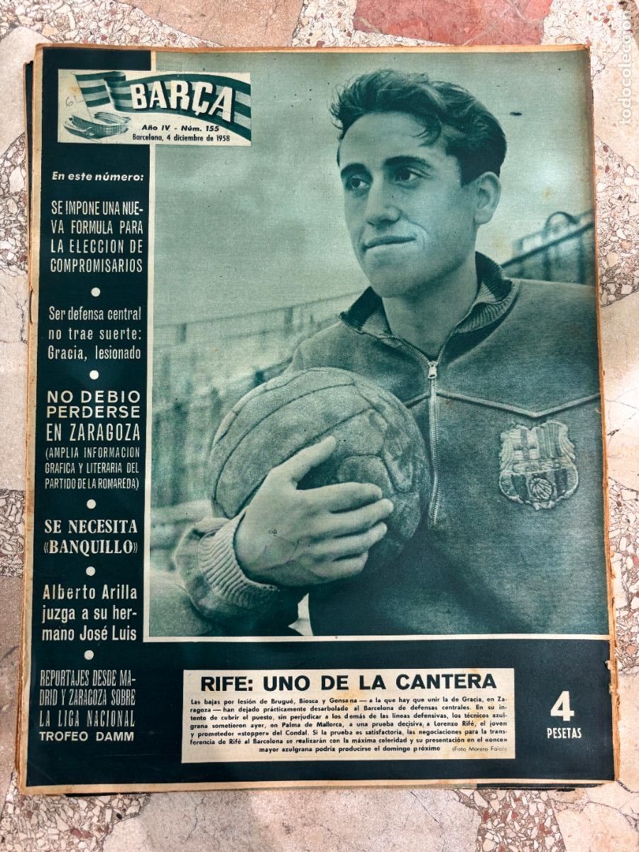 Coleccionismo deportivo: BAR&Ccedil;A N&ordm; 155 A&Ntilde;O 1958. ALBERTO ARILLA.BRUGU&Eacute;, BIOSCA Y GENSANA.