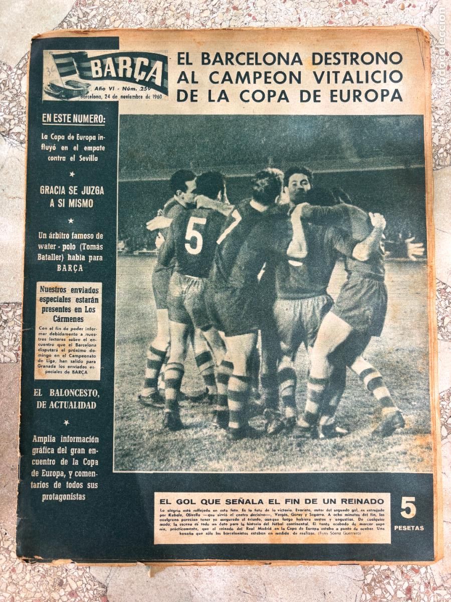 Sports collectibles: BAR&Ccedil;A N&ordm; 259 A&Ntilde;O 1960. KUBALA, OLIVELLA, VERG&Eacute;S, GARAY Y SEGARRA EN PORTADA.