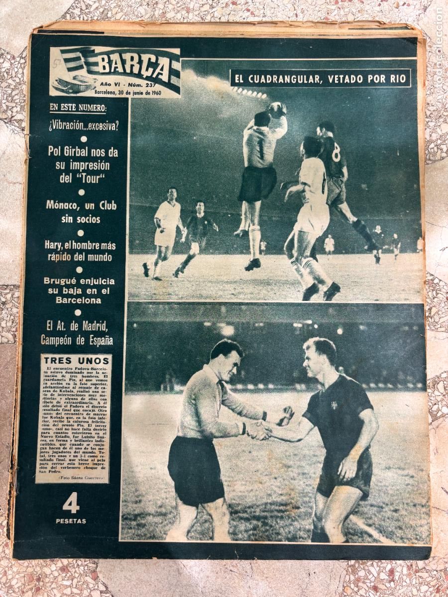 Coleccionismo deportivo: BAR&Ccedil;A N&ordm; 237 A&Ntilde;O 1960. POL GIRBAL. PADOVA-BARCELONA.