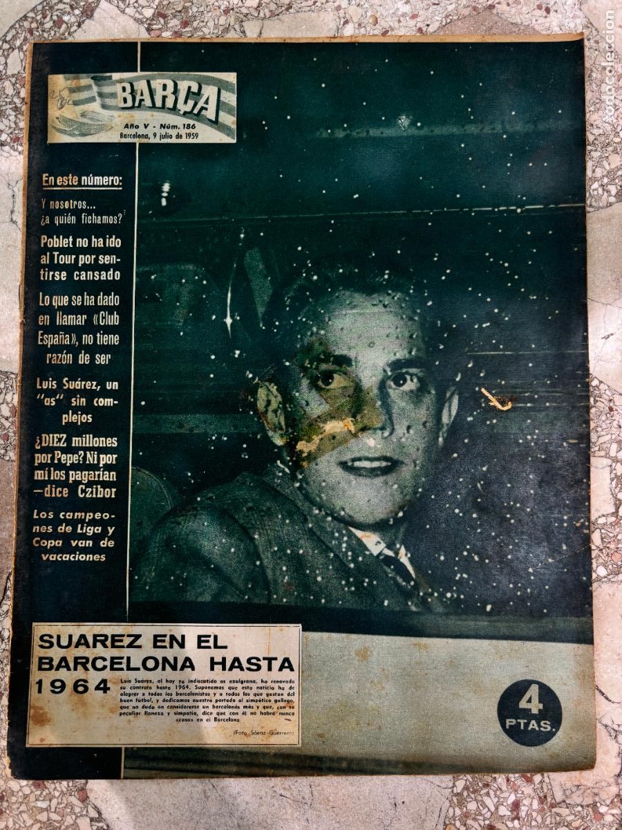 Coleccionismo deportivo: BAR&Ccedil;A N&ordm; 186 A&Ntilde;O 1959. LUIS SUAREZ EN PORTADA. POBLET. CZIBOR.