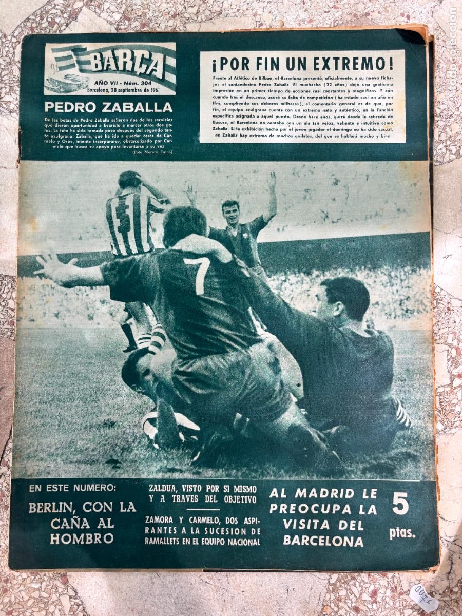 Coleccionismo deportivo: BAR&Ccedil;A N&ordm; 304 A&Ntilde;O 1961. ZADUA. ZAMORA Y CARMELO. PEDRO ZABALLA.